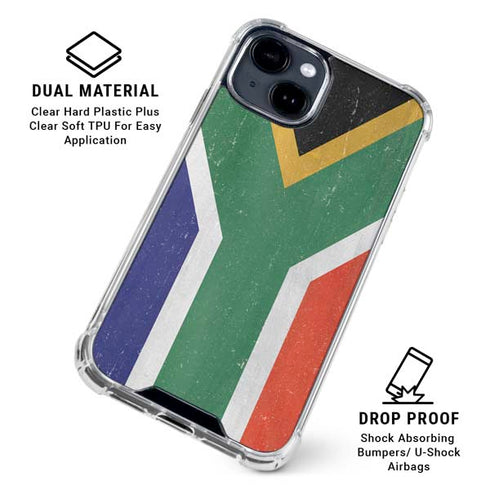 South Africa Flag Distressed iPhone 15 Clear Case
